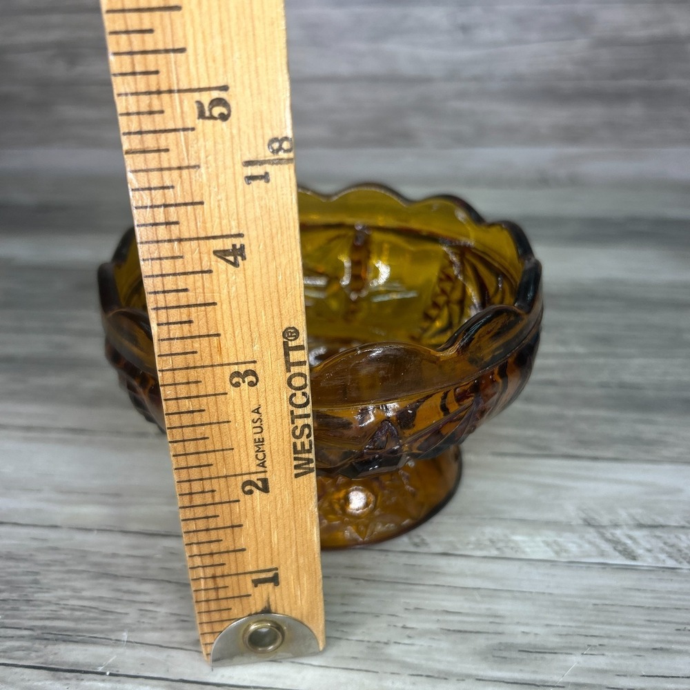 Vintage Indiana Glass Amber Stars & Bars Fairy Lamp Light Base Only - Picture 6 of 7
